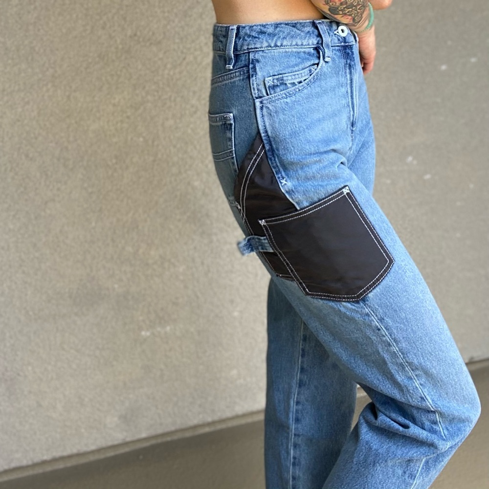 Collusion denim cargo jeans